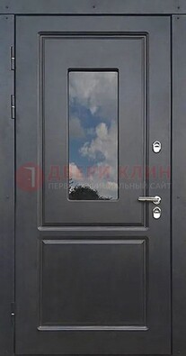 Чёрная металлическая дверь со стеклом ДС-77